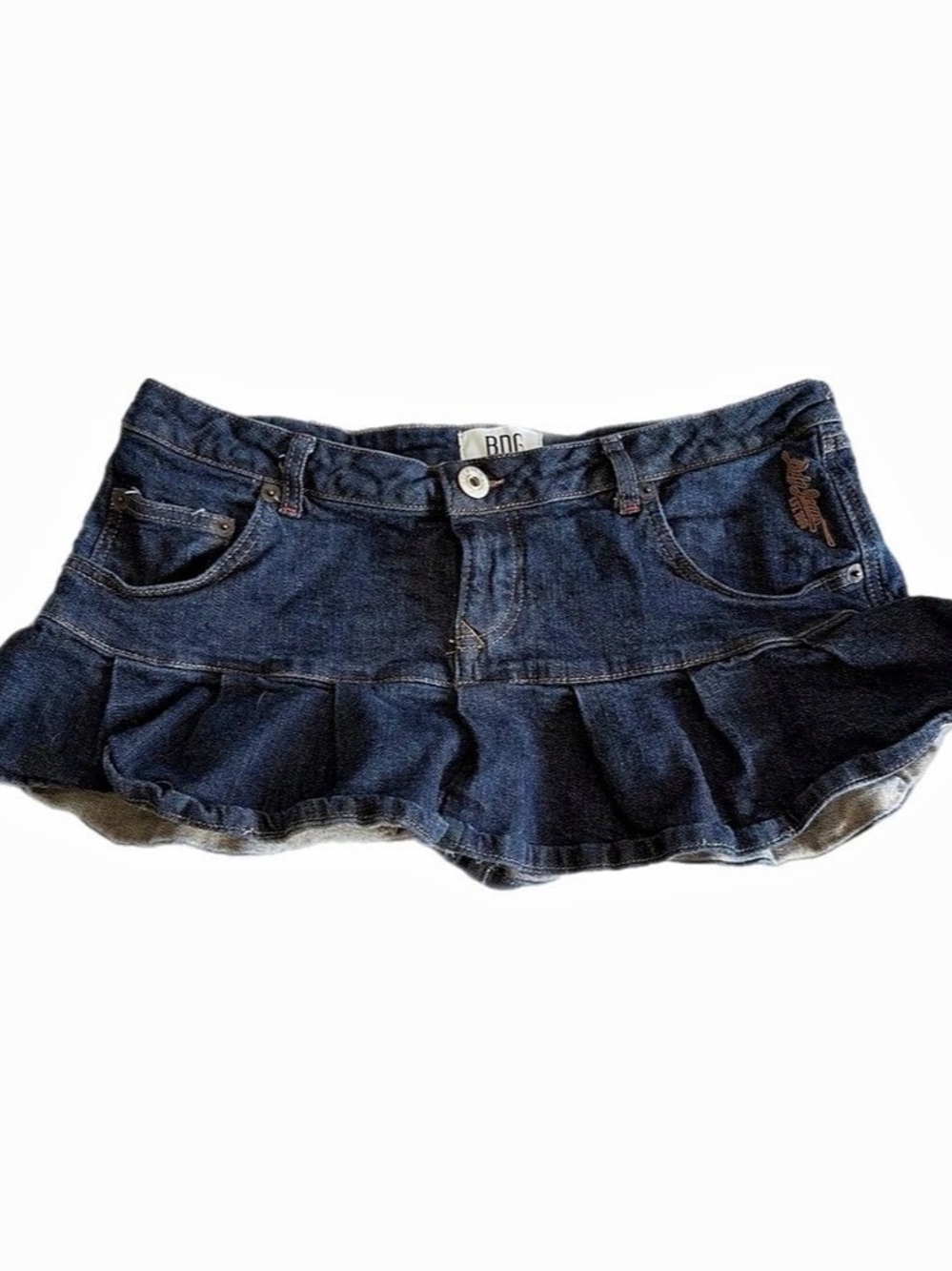 bdg denim ruffle ultra mini skirt
